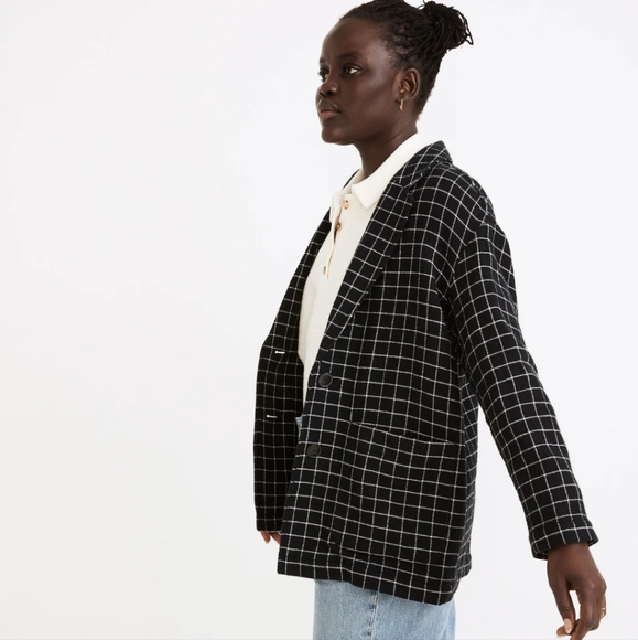 Madewell Waffleback Shaw Blazer in Windowpane Size Medium - Picture 2 of 8
